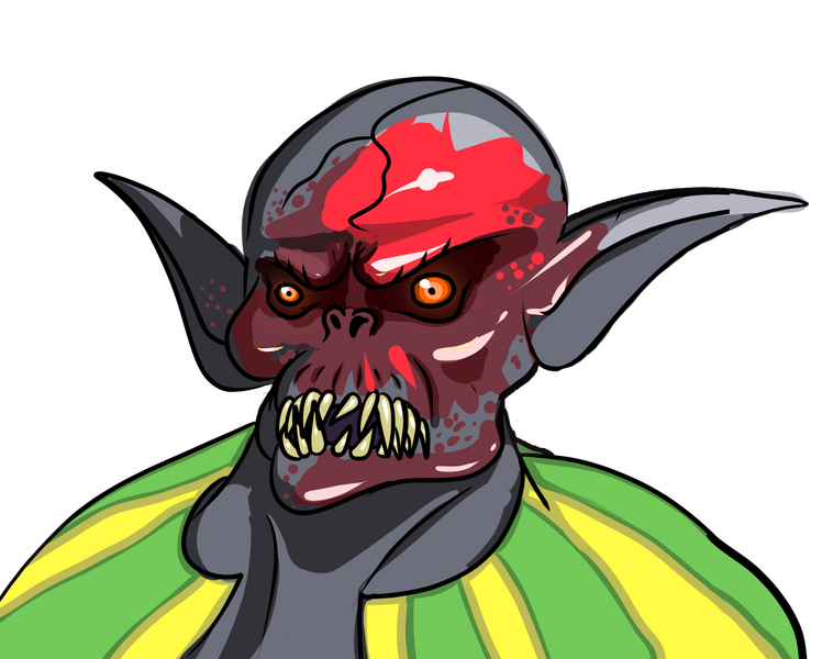 It's the ghoul Benji from Baldur's Gate 3. He sniffs you at the carnival - he is grey with a bloody skull and a yellow/green tunic.